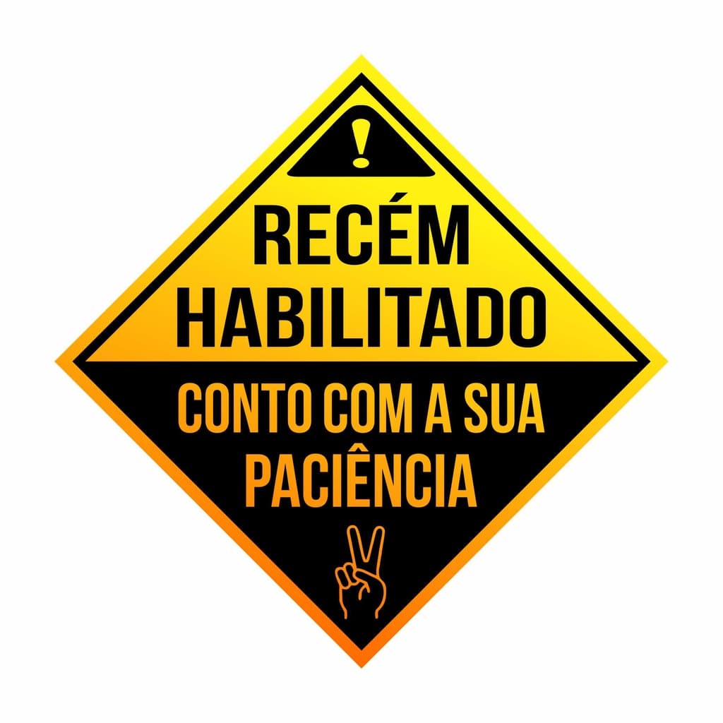 Adesivo Magnético Motorista Novo Recente Habilitado - 18x18cm