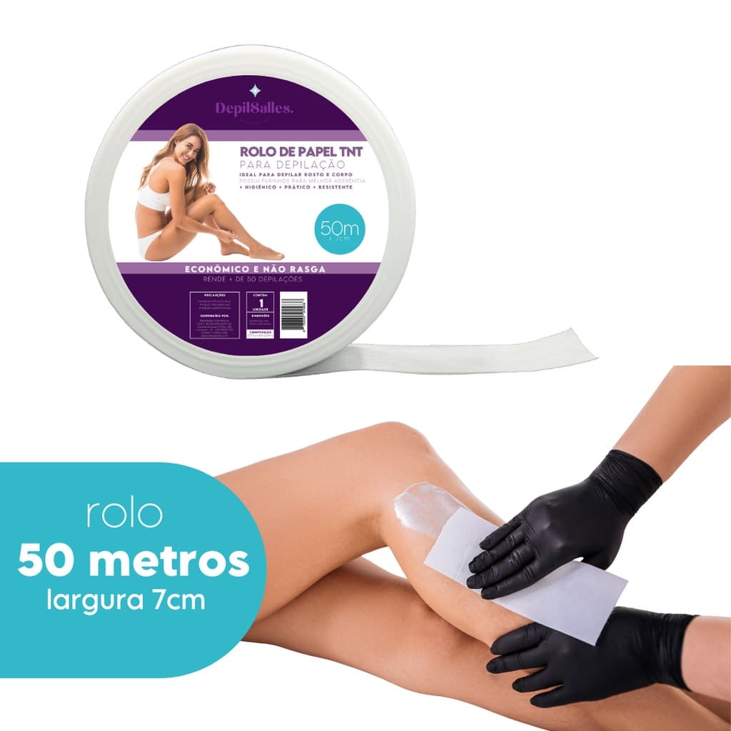 Rolo Lenço Papel Para Depilação Em TNT DepilSalles - 50m 7cm