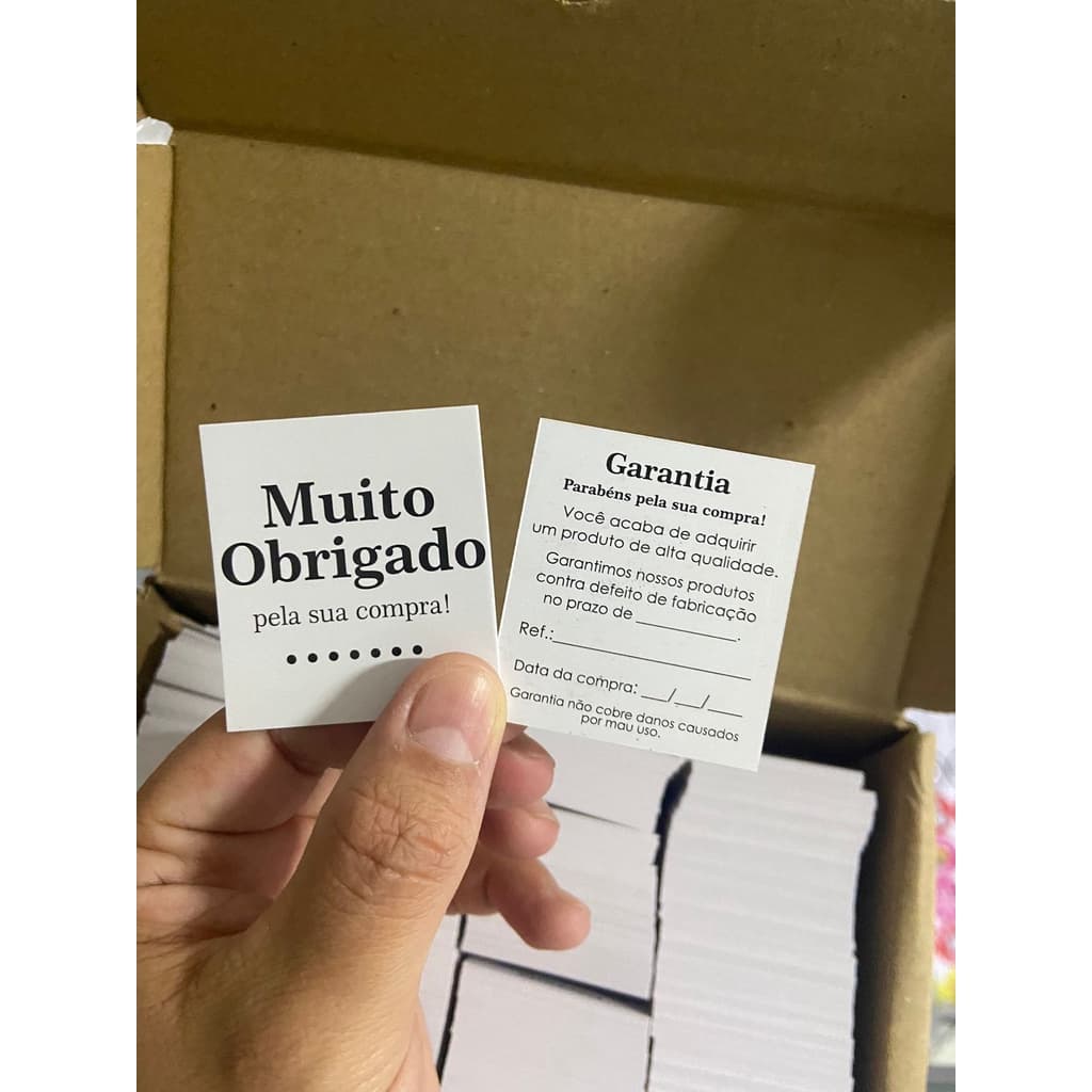 Cartão de Garantia / Agradecimento - 4,8x4,3cm - Muito Obrigado