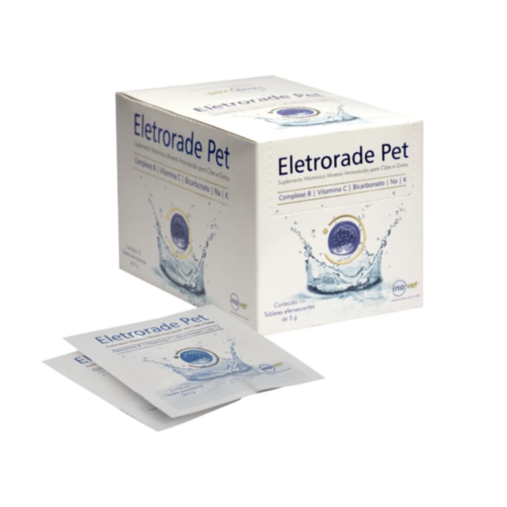 Eletrorade Pet Sachê Para Animais Com Desidratação Vômito Diarréia Calor Cachorro Gato Desidratado Inovet