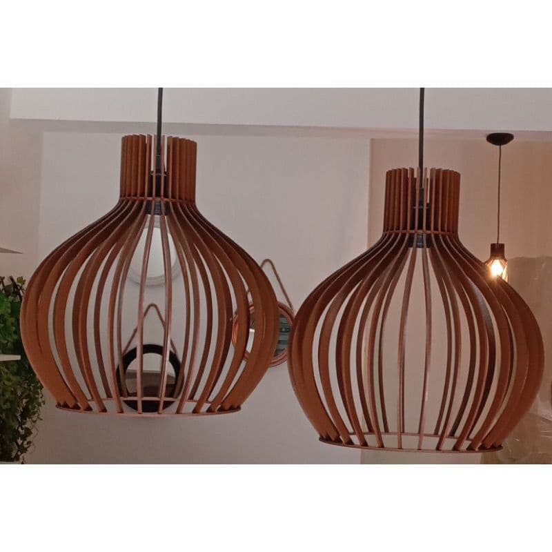 Pendente Unidade PP Lustre Luminaria de Teto em Mdf Moderno de 37 CM