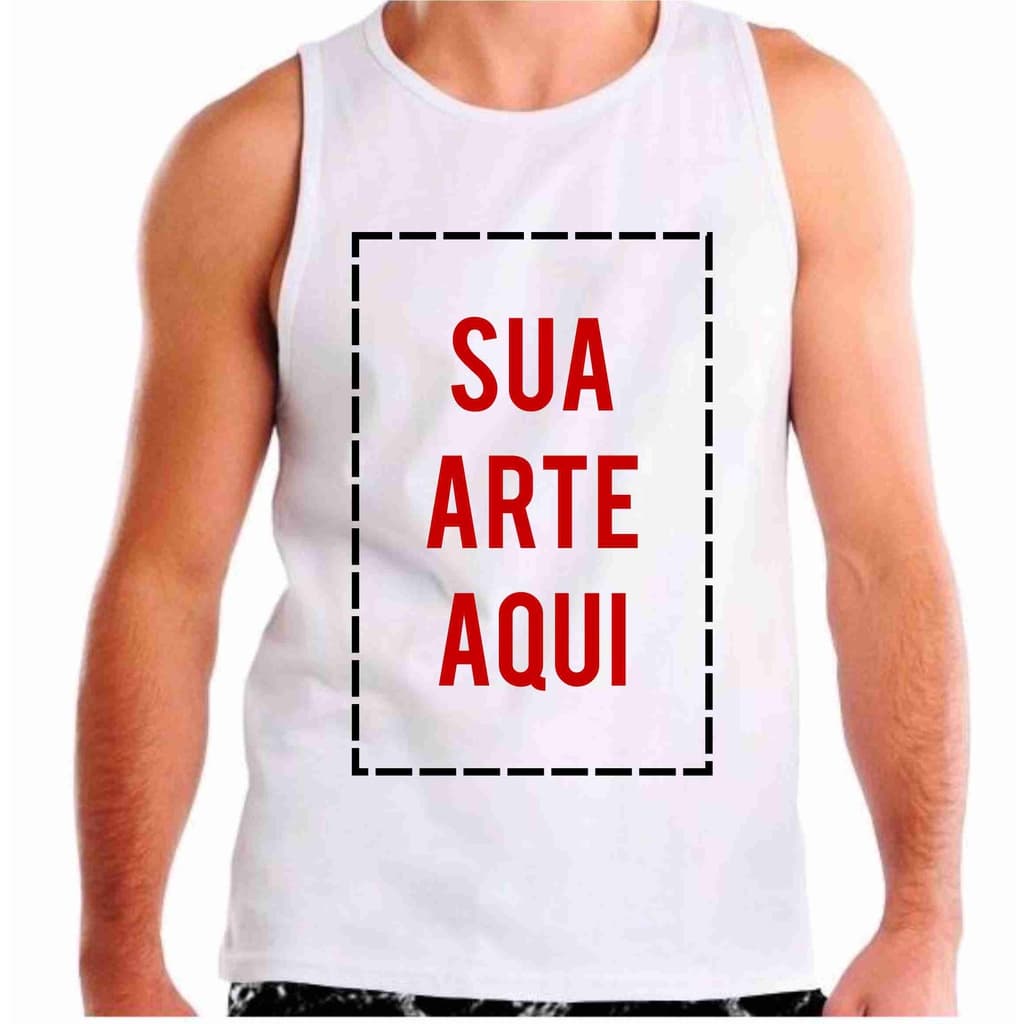 CAMISETA REGATA BRANCA PERSONALIZADA COM SUA ARTE OU FOTO