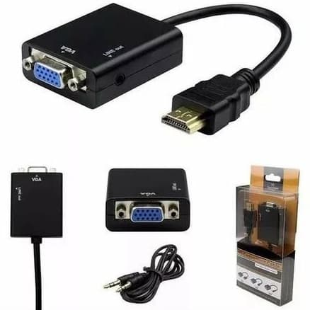 Adaptador Hdmi Para Vga Conversor com Saída P2 de Áudio + Cabo - HDMI VGA Monitor
