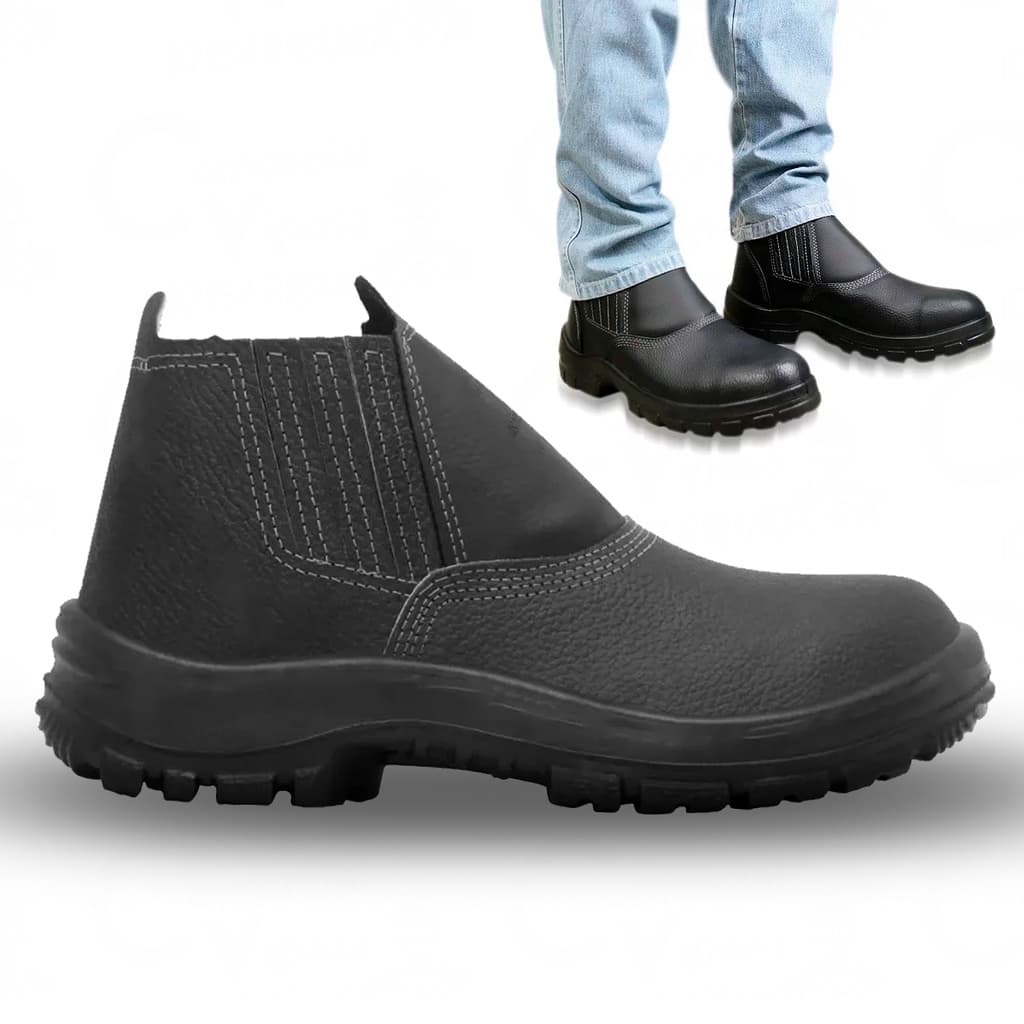 Botina Bota Segurança Elástico Monodensidade Relax Sem Bico Preto N°. 37 A 45 Crival / Sul Top EPI