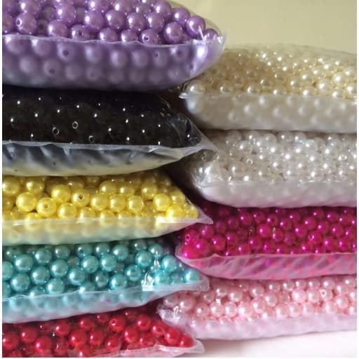 Miçanga Missanga Coloridas Pérolas Abs 8mm com furo passante 100gr