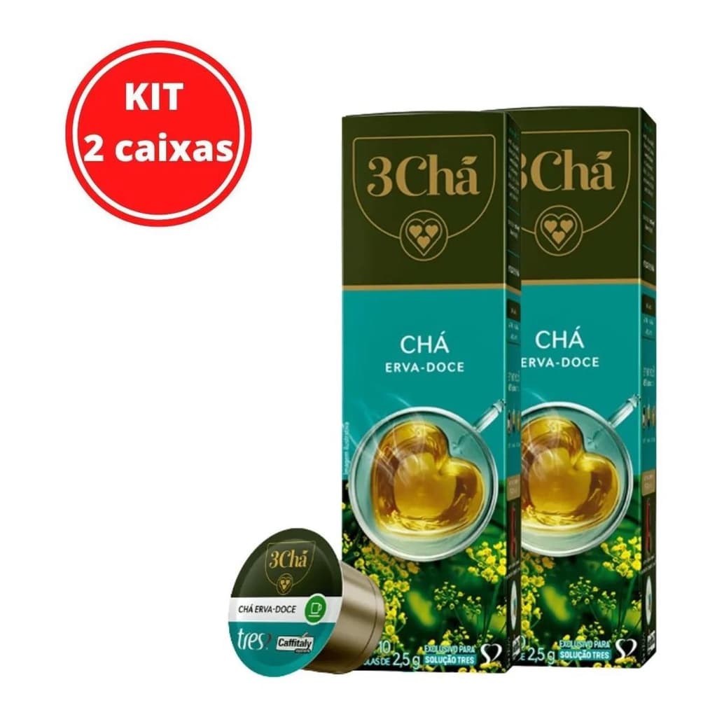 Cápsula De Chá De Erva Doce Tres 3 Corações Kit 2 Caixas