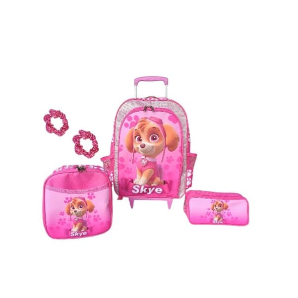 kit combo mochila de rodinhas infantil escolar meninas patrulha canina feminina skye lancheira térmica estojo creche