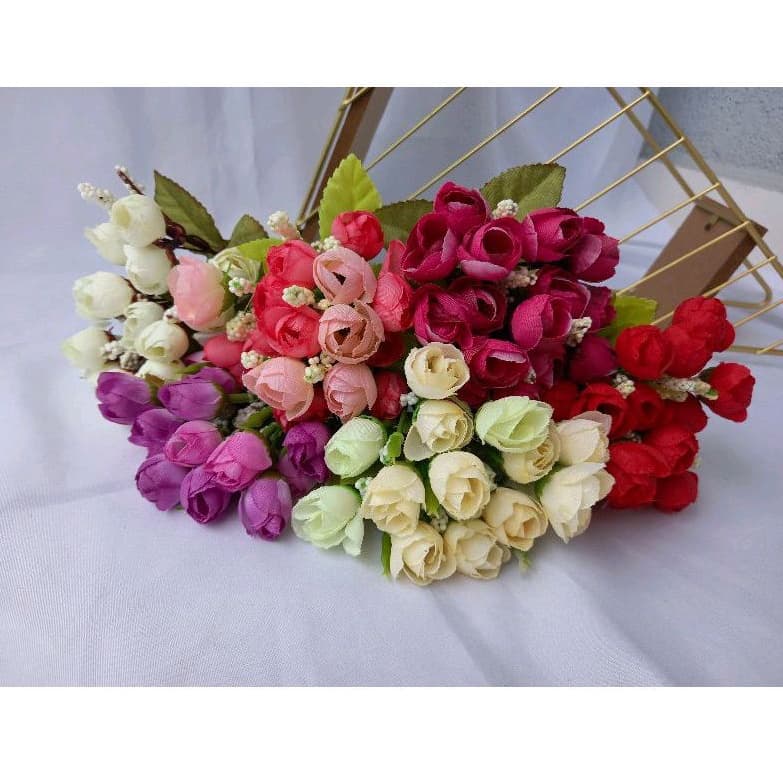 Mini Botão De Rosa Artificial P/Arranjos, Decoração, Casamento, Decorar sua Casa