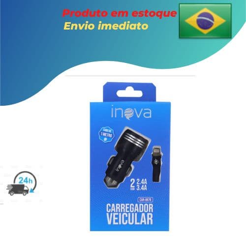 Carregador Veicular 2 USB com Cabo Type C - 3.4A - Inova/Basike