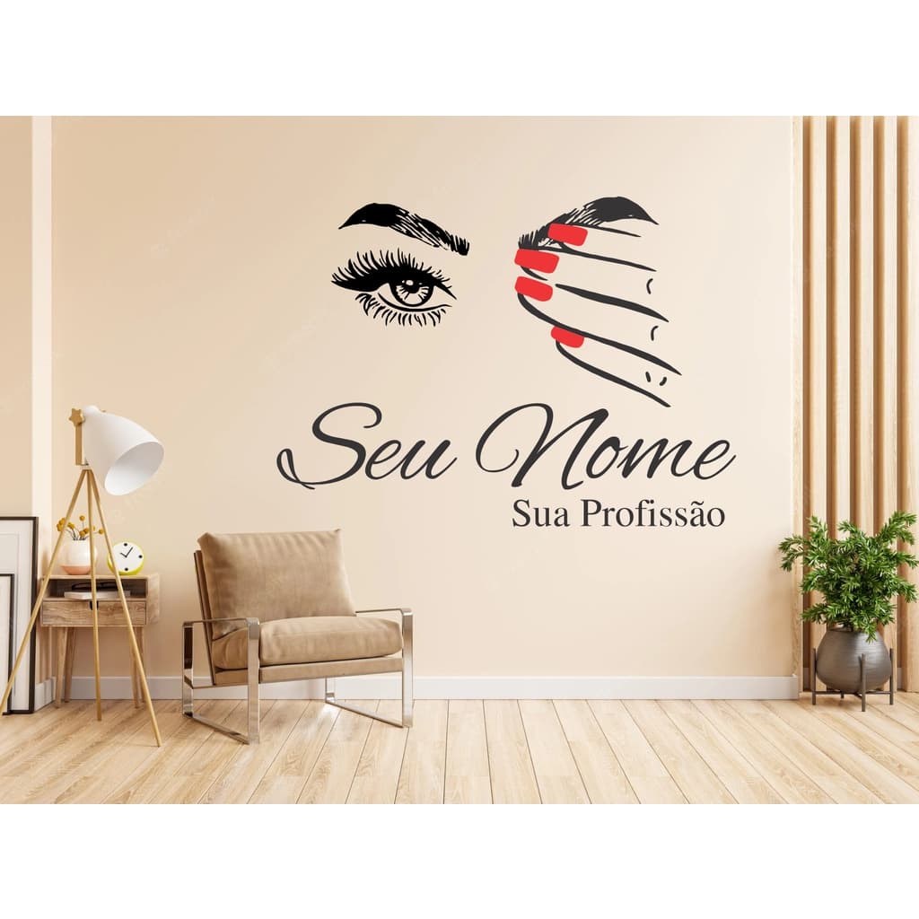 Adesivo De Parede Decorativo Logo Lash Nail Designer Manicure
