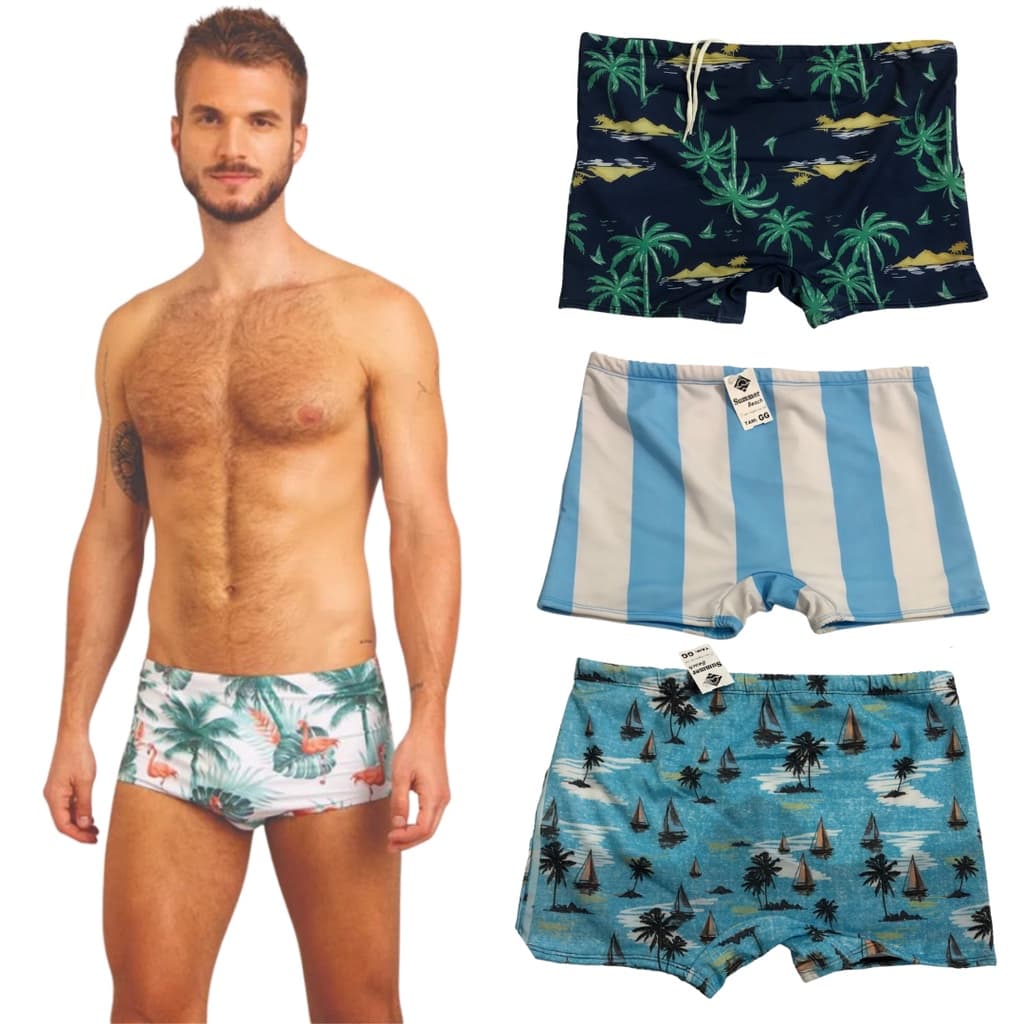 Sunga Boxer Masculina Estampada Adulto Com Forro Interno Elástico E Cordão De Amarrar Diversos Modelos Atacado E Revenda