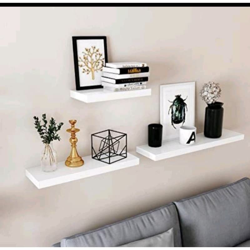 kit 3 prateleiras Nicho MDF branco, ideal para decoração de quarto, cozinha e banheiro
