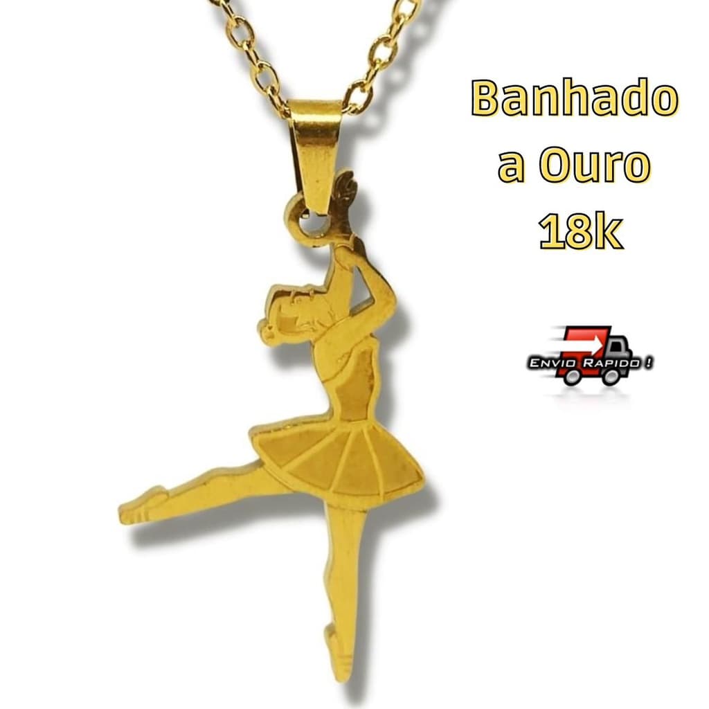 Gargantilha Feminino Bailarina Ballet 50cm Banhado 18k Colar Cordão Amor Pela Dança