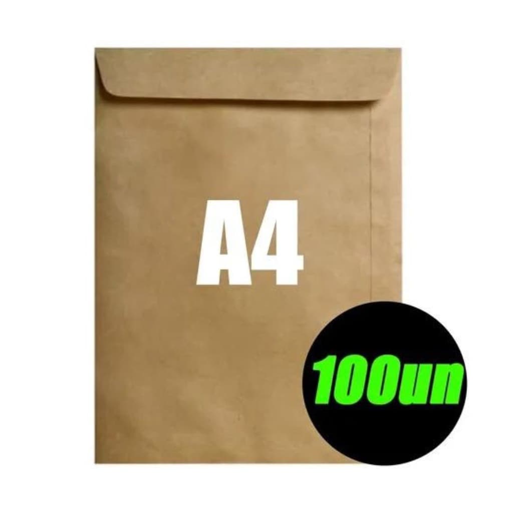 Envelope A4 Oficio Pardo Kraft 22 X 32cm 100 Unidades