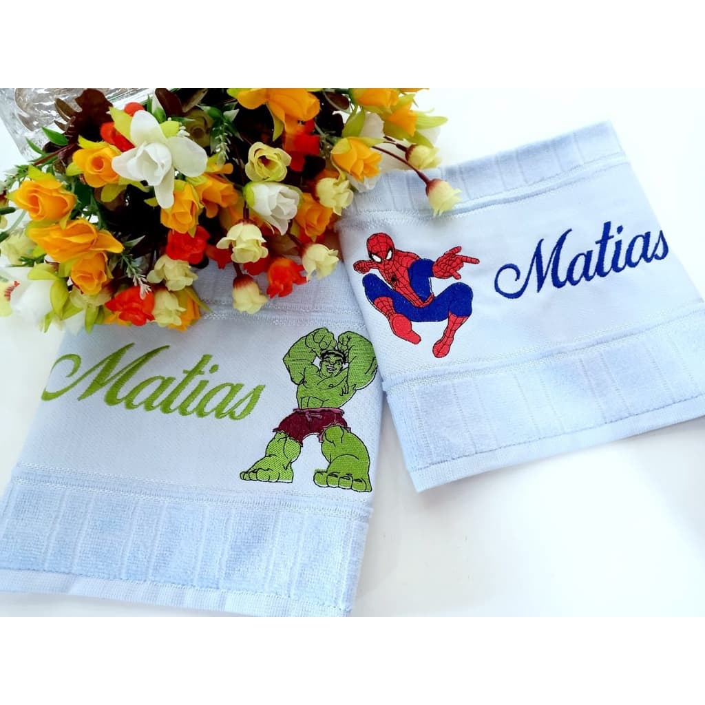 kit com duas toalhinhas de lavabo,toalhas de boca,toalha infantil bordadas e personalizada