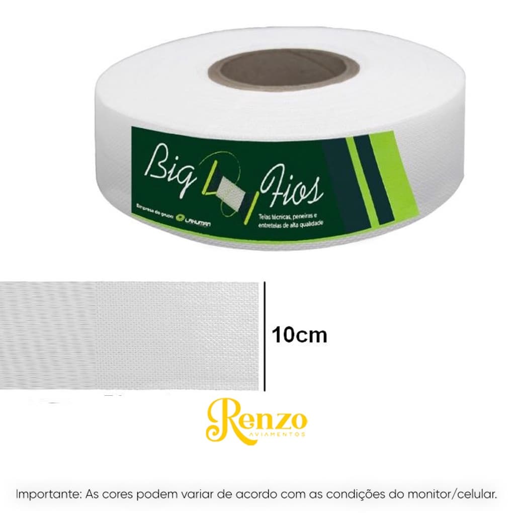 Entretela para Cortina TNT 120G sem Furo 100mm Branca  - Big Fios
