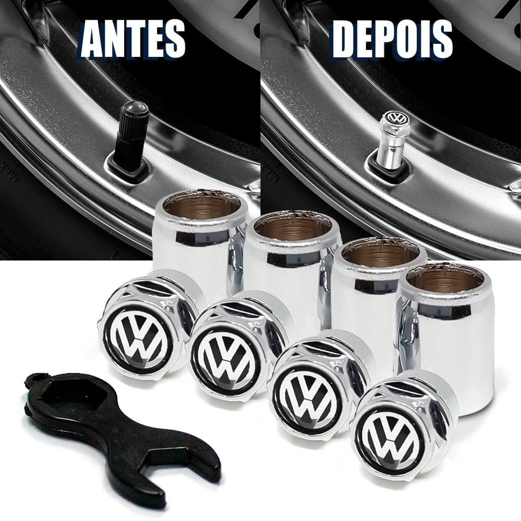 Tampa Bico Válvula Pneu Plástico Cromado Vw Gol / Polo /Passat / Saveiro / Voyage / Santana / Fox / Logus  / Kombi