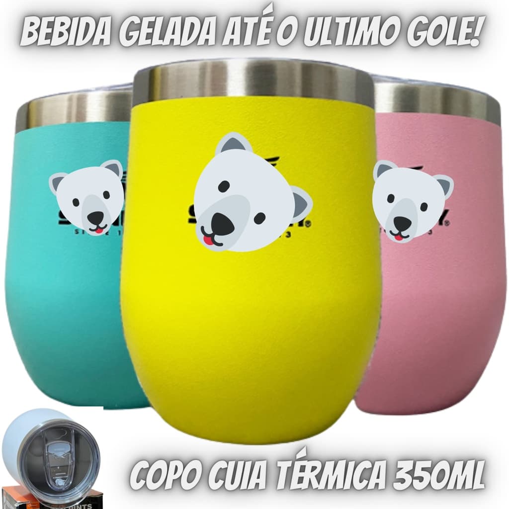Copo Cuia Térmico para bebidas gelada ou quente 350ml com tampa de Vedação