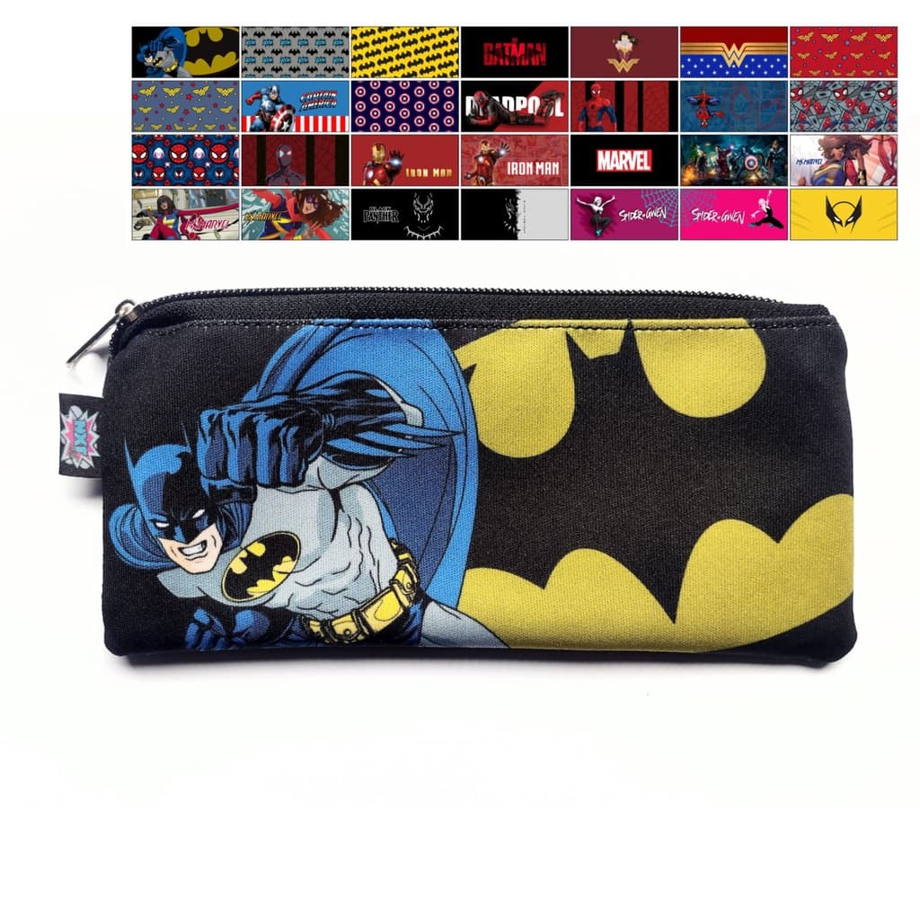 Estojo Escolar Batman / Super Herói / Heróis / Marvel / DC Comics / Mulher Maravilha / Capitão América / Homem Aranha