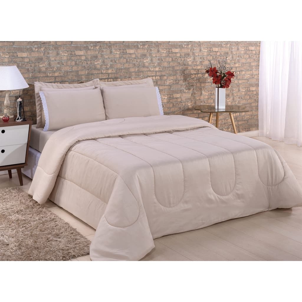 Kit Edredom Casal Queen Dupla Face 03 Pcs Variados