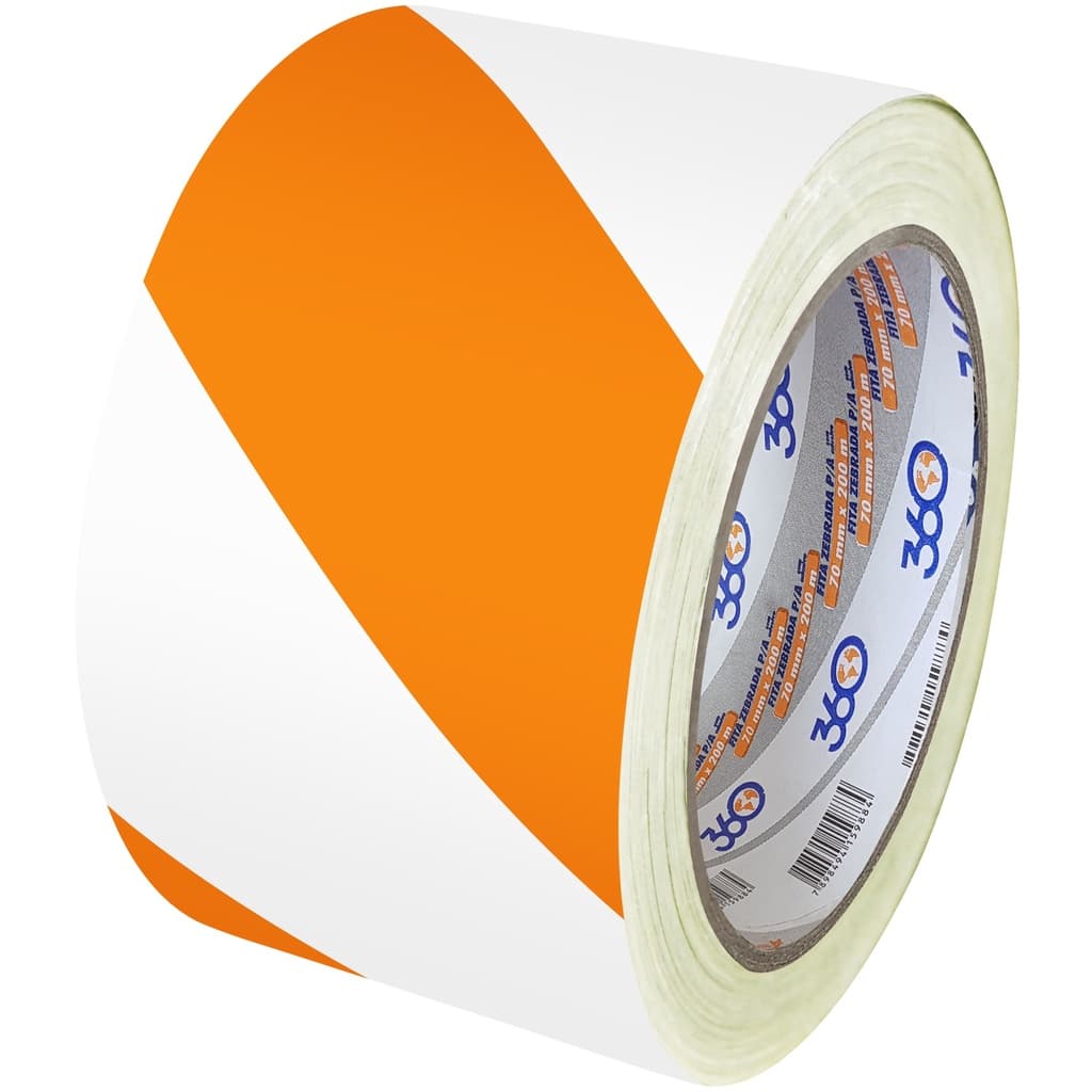 Kit 10 Fitas Zebradas 100m Laranja e Branca para Sinalização