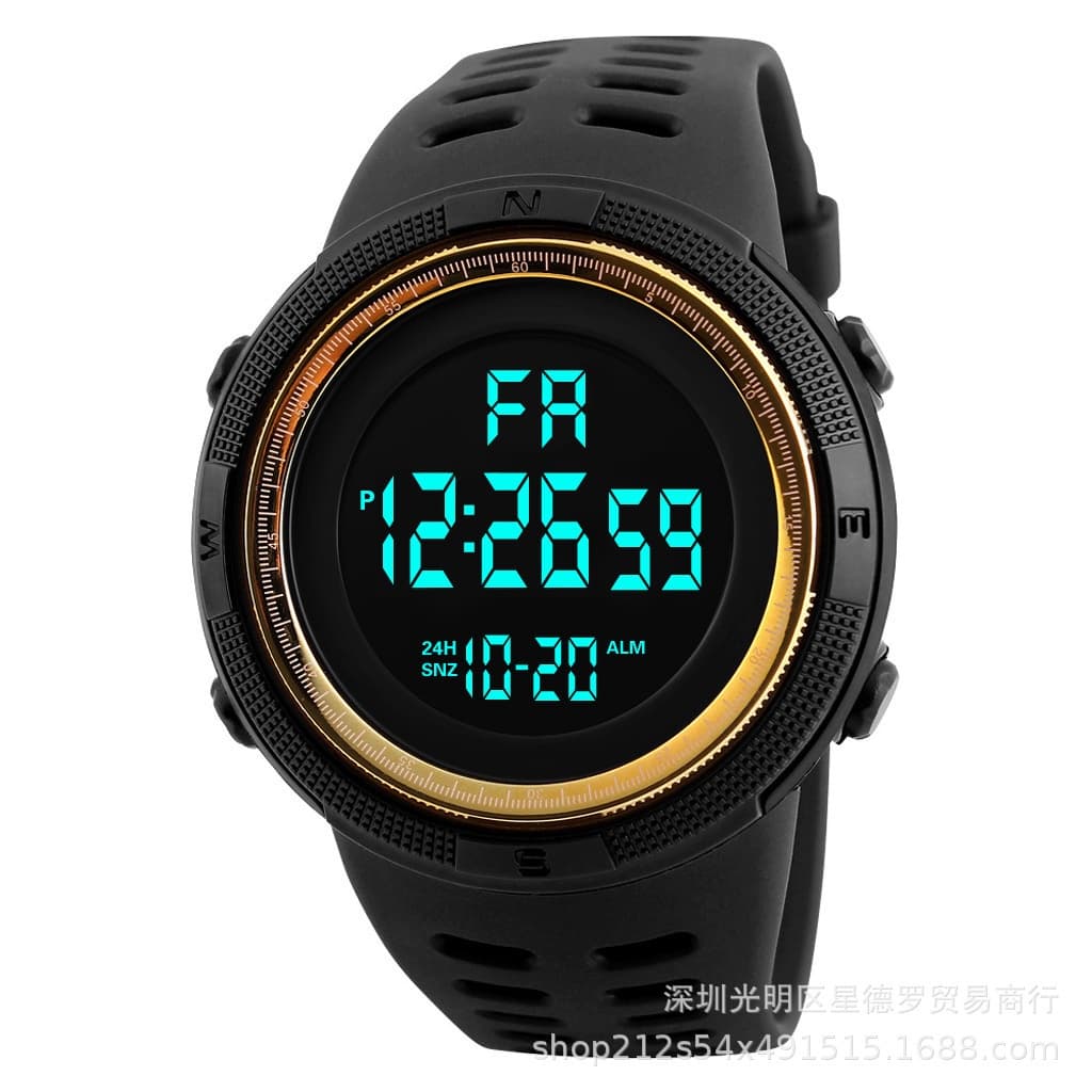 Relógio Masculino Esportivo À Prova D 'Água Luminoso Com Display Digital Preto Grande