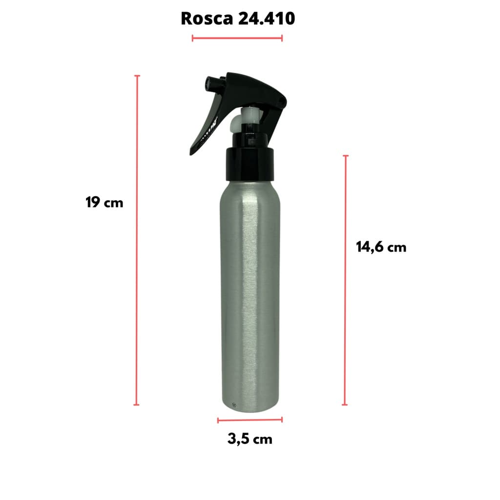 1 Frascos de Alumínio 100ml C/ Mini Gatilho Borrifador