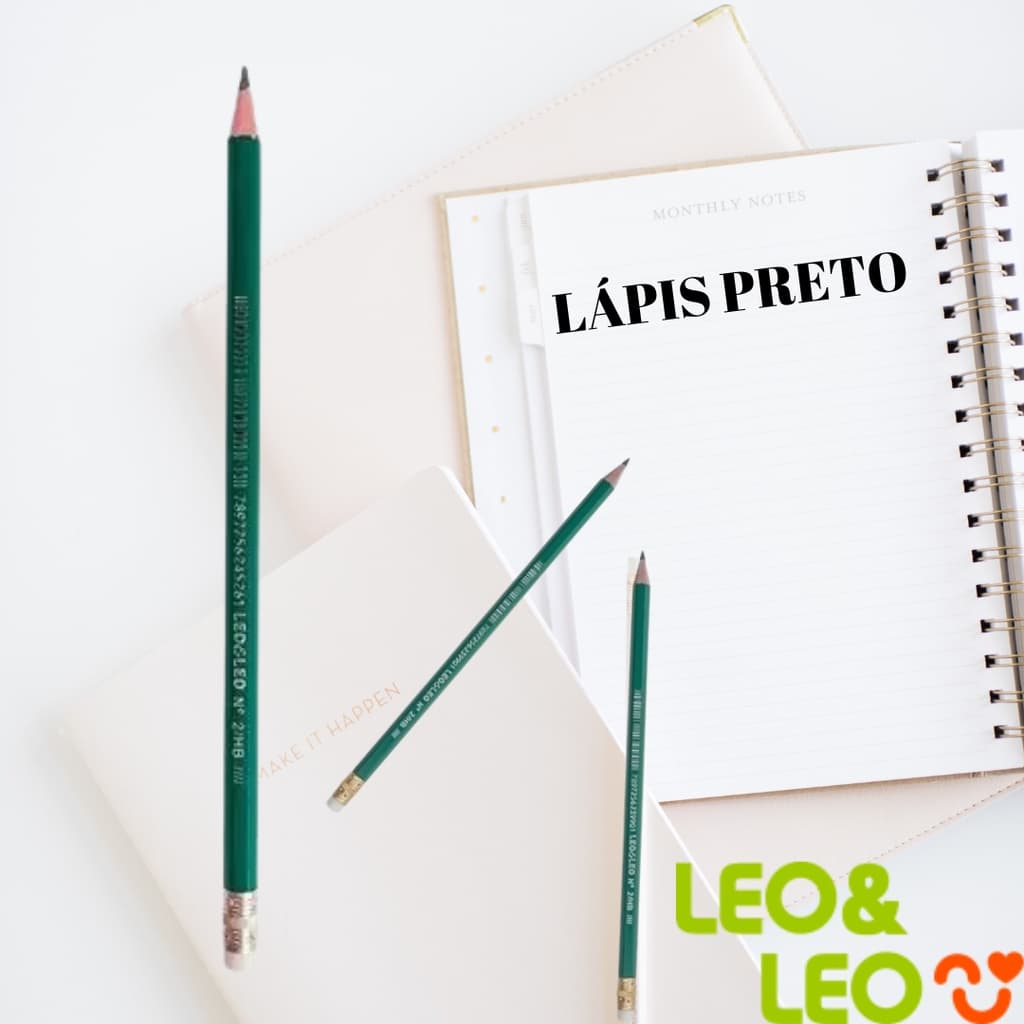 Lapis Preto Grafite 2Hb com Borracha Leo&Leo 1 unidade REF:3990