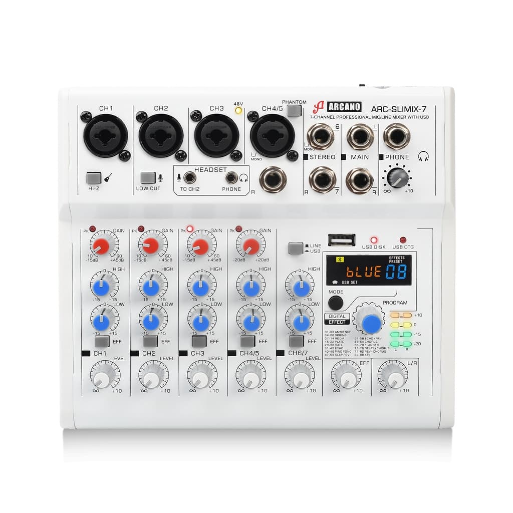 Mesa de som e interface USB Arcano ARC-SLIMIX-7