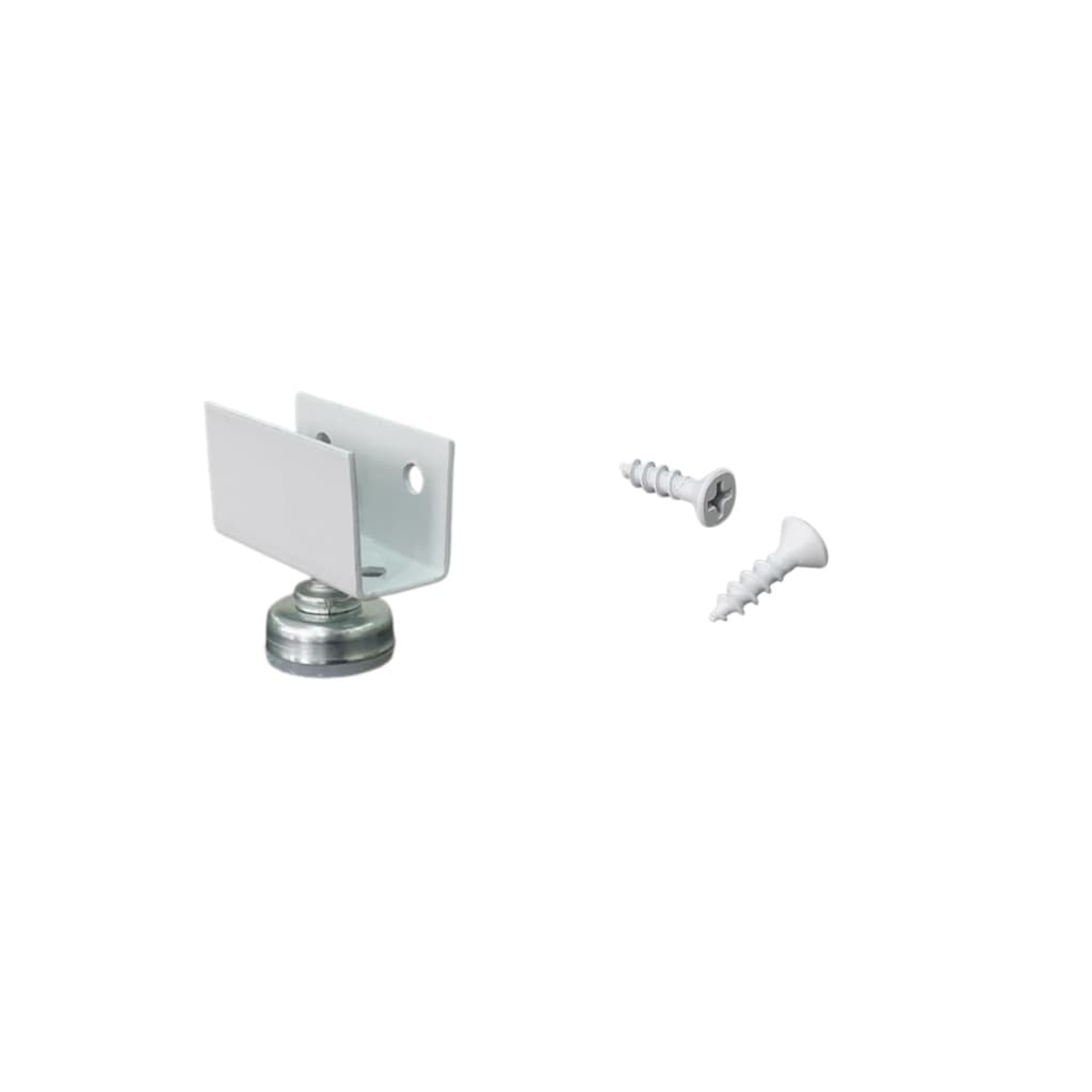 Sapata "U" para MDF 15mm com rosca Branco + Pé Nivelador (Kit 6 un)