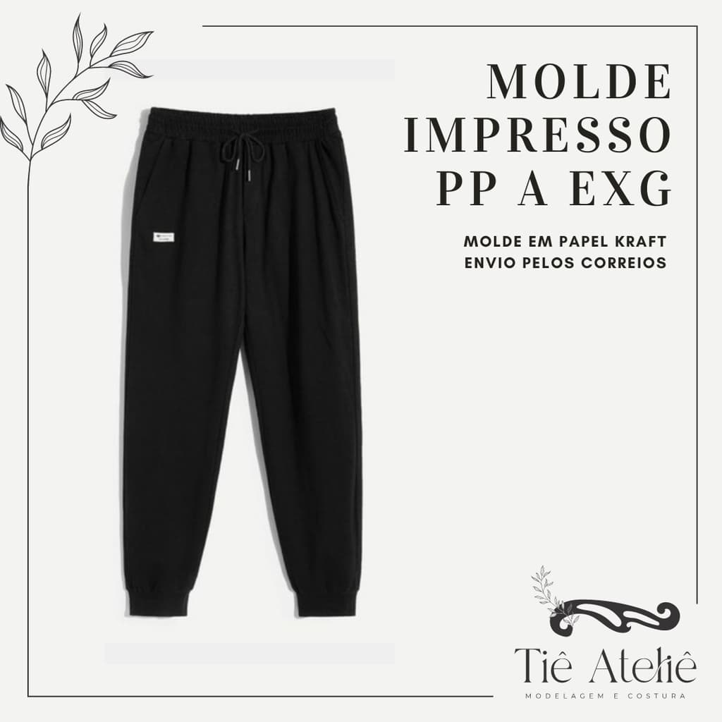 MOLDE EM PAPEL KRAFT DE CALÇA DE MOLETOM MASCULINA PARA COSTURA MODELAGEM EM PAPEL KRAFT