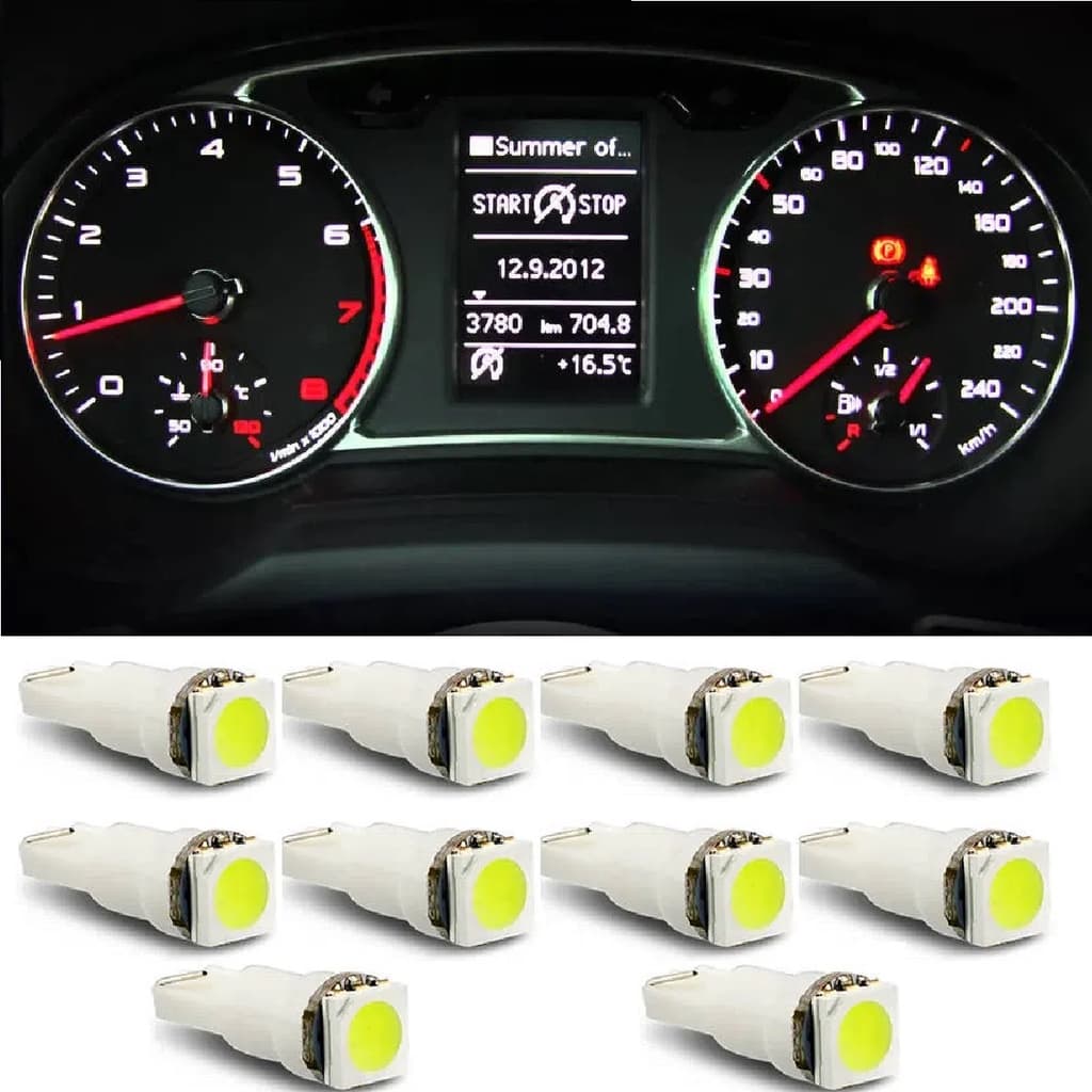 Kit 10 Lâmpadas Led Pinguinho T5 1 Led Painel Carro Moto
