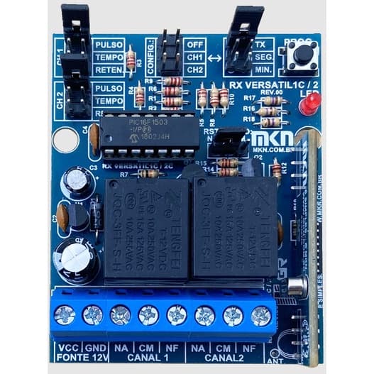Receptor duplo canal multi funções 433,92mhz grava até 256TX MKN