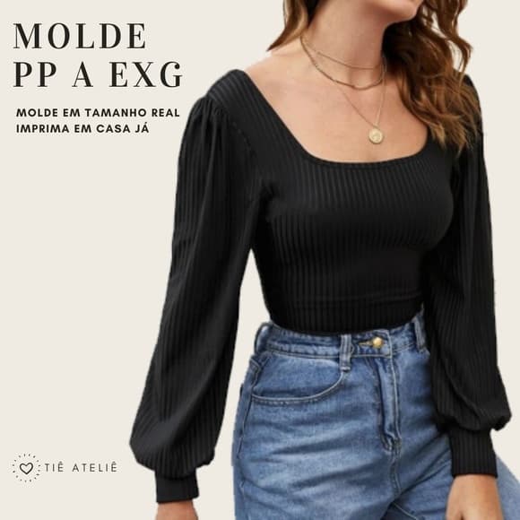 MODELAGEM EM PAPEL KRAFT DE BLUSA COM MANGA BUFANTE PARA MALHA PARA COSTURA MODELAGEM EM PAPEL KRAFT