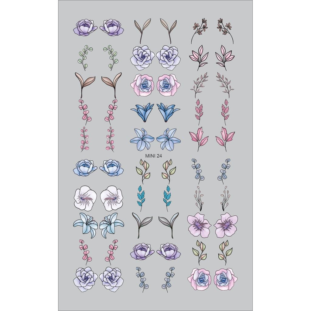 60 Adesivos de Unha 3D Flores PRÉ PRONTO - modelo MINI 24