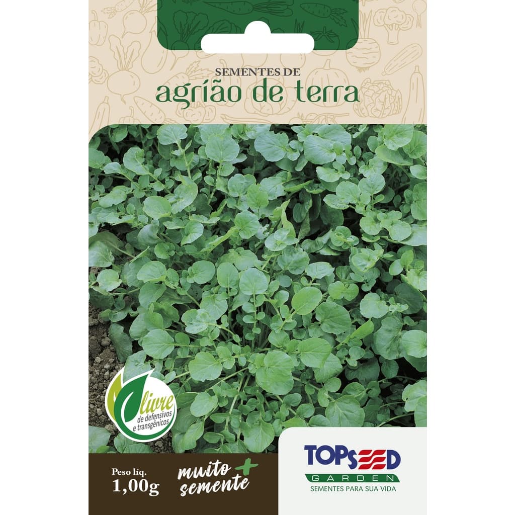 Sementes Agrião de Terra Folhas Macias Picantes Temperos Salada Hortas