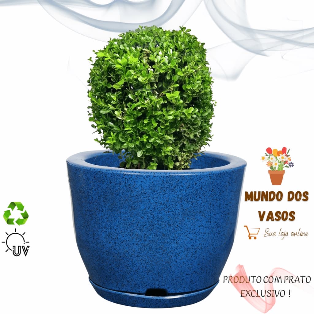 Vaso De Planta Bojo Marmorizado N01 Com Prato