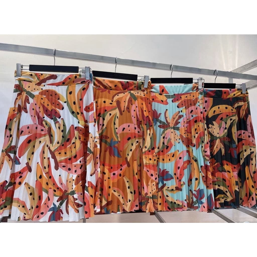 Saia Plissada Midi - Estampas- Cintura Alta - Moda Evangélica-00042