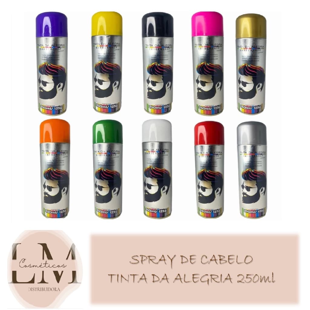Tinta da Alegria Spray Para Cabelo Temporária Barbershop 250ml Colorida
