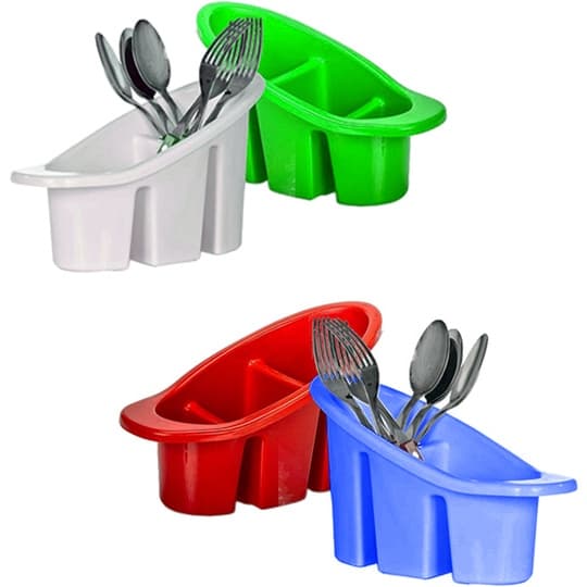 Porta Talher Escorredor Secador Plástico Oval 3 Divisórias