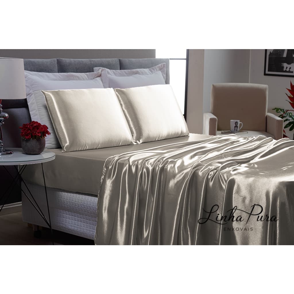 Jogo de Lençol Cama Queen 4 Peças Cetim Charmousse