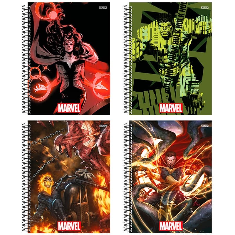 Caderno Universitário Espiral Capa Dura 80 Folhas - Marvel Now