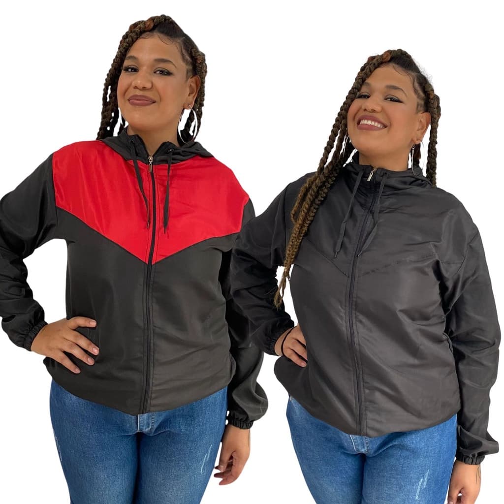 Corta-Vento Feminina Lisa Plus Size/Tamanho Especial/XG e XXG