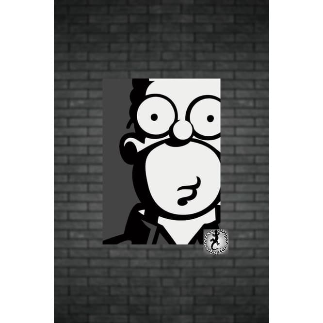 Quadro placa decorativa Homer Preto e Branco 20x30  Alta Qualidade 4k