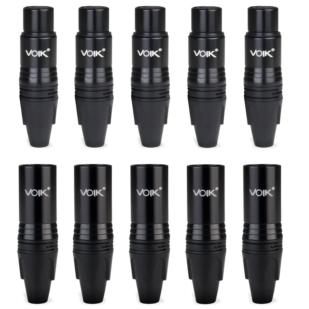 Kit 10 Plugs Canon Xlr Macho Fêmea Voik Pvk-pt Black Premium