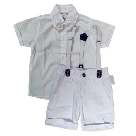 Conjunto Social Roupa de Casamento Infantil Batizado de Menino Aniversario Pajem Festa Casamento  Suspensório Gravata