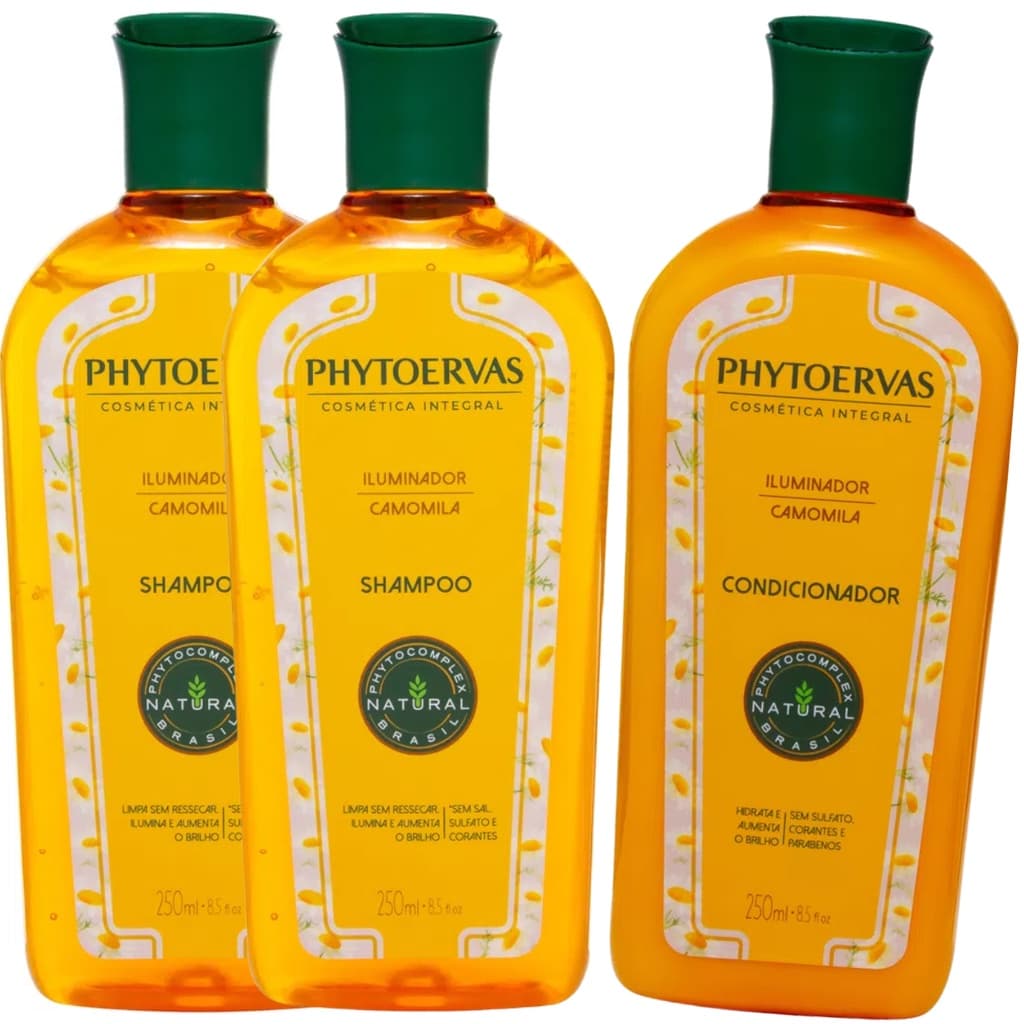 Kit iluminador Shampoo Condicionador  C/3 Phytoervas