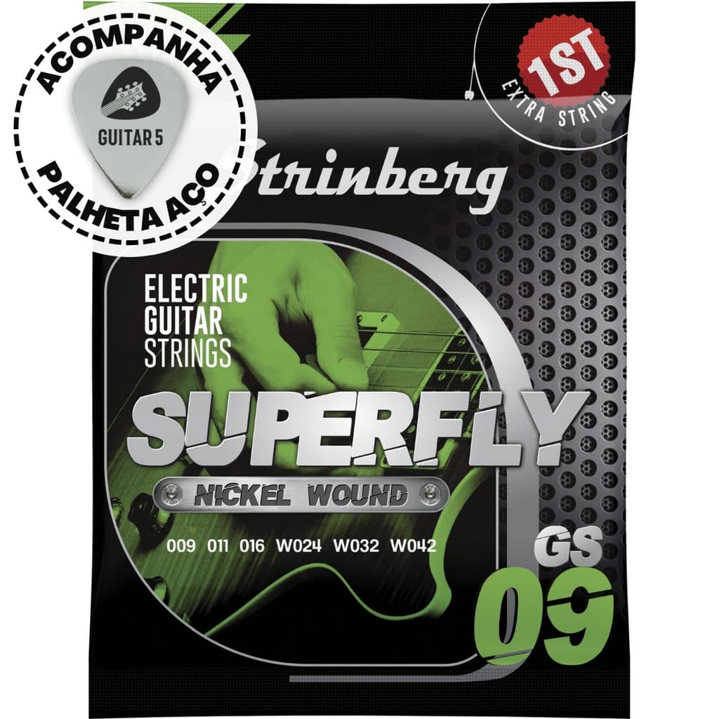 Encordoamento Para Guitarra Strinberg ORIGINAL 09 042 GS09 Com 1ª Corda Mi Extra (0.009 0.9) Jogo De cordas De Guitarra Extra LightNickel Wound