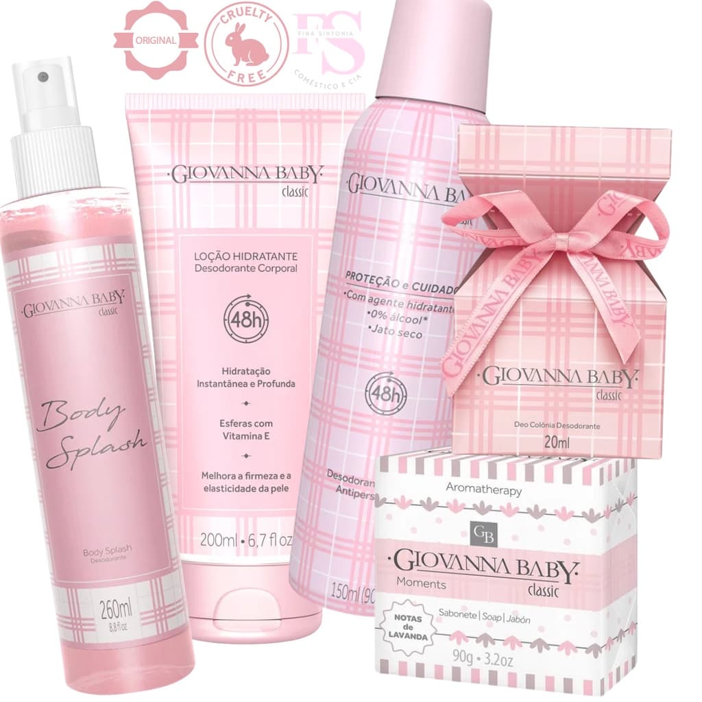 Kit Giovanna Baby Classic Body Splash, Hidratante, Desodorante, Deo Colônia + Sabonete A Escolher