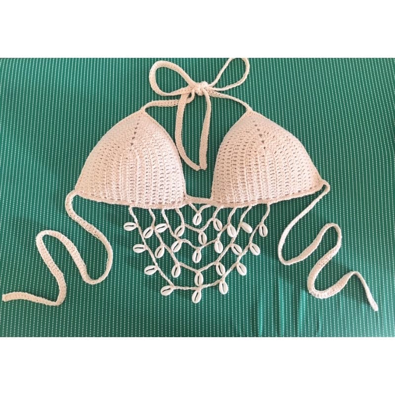 Top cropped crochê neon concha TOP COM BOJO barato